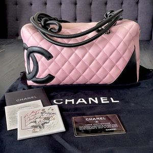 Authentic Chanel calf skin Cambon bowler bag